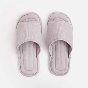 奧可利方頭條紋布質拖鞋S 岩石灰