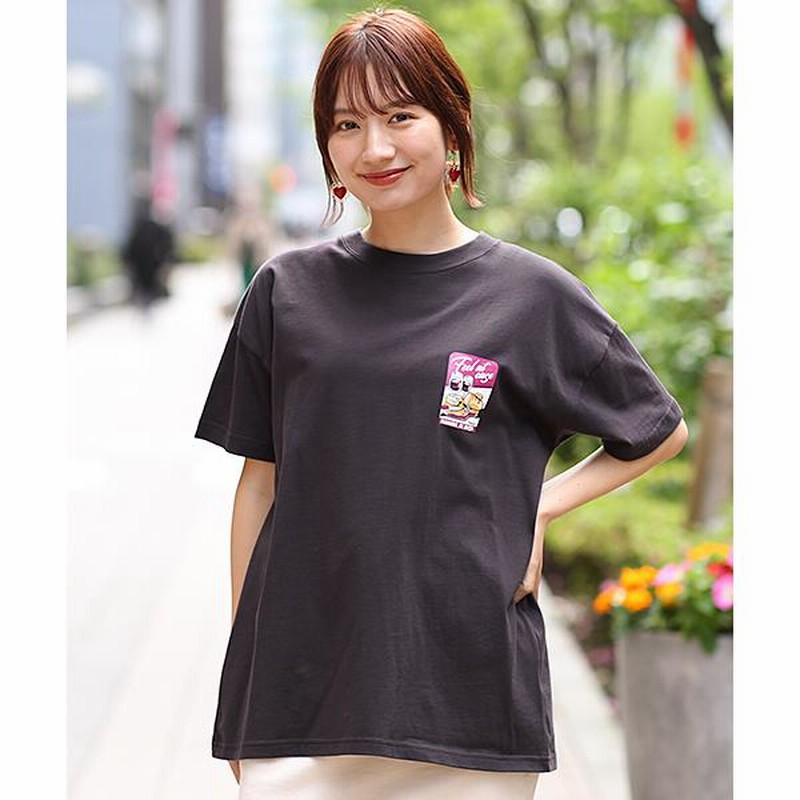 EDWIN Tシャツ トップス カットソー レディース 春 夏 半袖 ロゴ