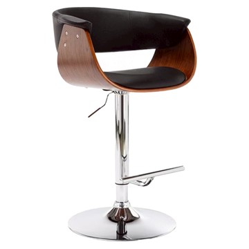 E-home Trista翠絲塔曲木吧檯椅 PU皮椅面 防水易於清潔  黑色  1個