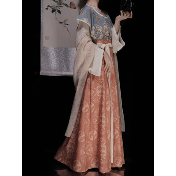 【蜜糖の 中式】臺灣出貨慕華原創【長寧郡主】漢服女唐制印花圓領衫唐褙子八破羣日常套裝