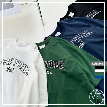 【MKST.STUDIO】韓國🇰🇷 NEW YORK 199X 電繡 英文字體 短TEE 紐約短袖 男生上衣 韓國男裝