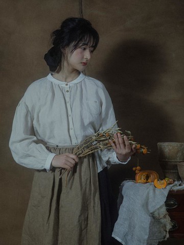 Peasant linen blouse - beige