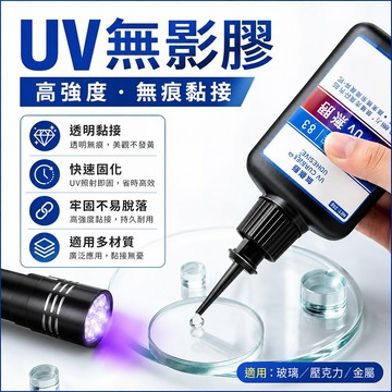 台灣現貨🌞UV無影膠  UV膠 粘玻璃專用膠 金屬亞克力板膠水 滴膠 透明玻璃膠 紫外線固化水晶強力膠 紫外線膠