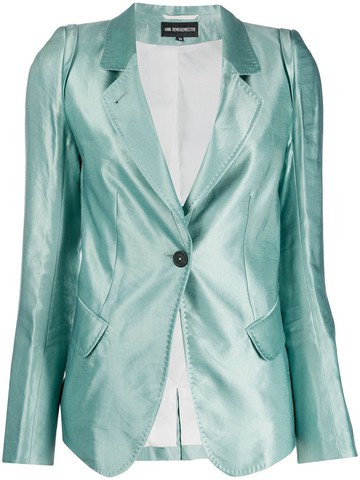 Ann Demeulemeester - fitted buttoned blazer - women - Cotton/Linen/Flax/Cupro/Viscose - 34 - Green