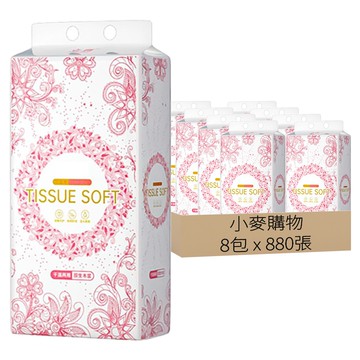 小麥購物 氣墊壓花懸掛式衛生紙 B108 4層加厚 880張 無香 原生木漿  1包  8包