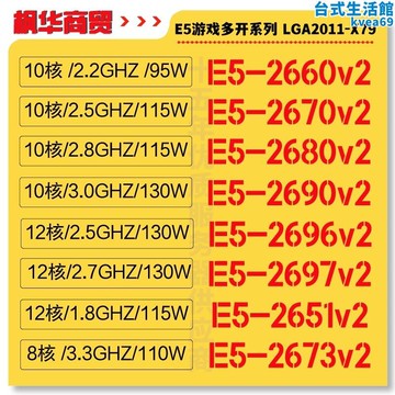 E5-2660V2  2670V2 2680V2 2690V2 2651V2 2643V2 2696V2 2697V2