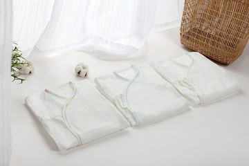 3件入-二重紗 100%純棉 新生兒棉紗肚衣l紗布衣(6M)。通過SGS檢驗