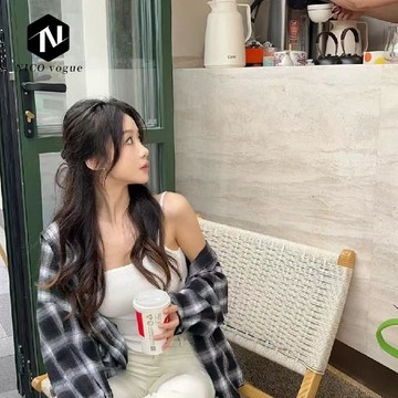 【Nico】臺灣熱銷🔥復古黑白韓版港味格子襯衫薄款寬鬆設計長袖百搭上衣襯衣外套