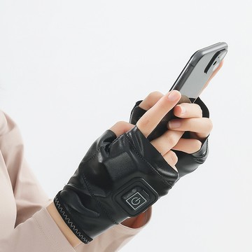 智能發熱手套 加熱半指手套 電熱保暖手套 暖手寶 三檔調溫 隨身/速熱 (usb充電)