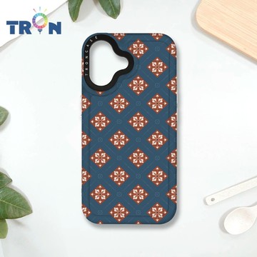 TRON IPHONE 16 幾何復古花磚B款 MAGSAFE 磁吸 防摔 太空殼 透白 手機殼