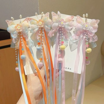 🥇金牌賣家 可開統編💎女童超仙漢服頭飾流蘇兒童古風公主髮飾飄帶小女孩中國發夾頭飾