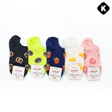 韓國襪子 可愛食物滿版船型襪 10入組(隨機出貨)