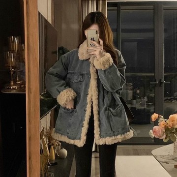 優惠直降  外套 日本 冬季外套 韓國 女外套 秋冬外套 開衫外套 加厚 羊羔毛牛仔外套女2023冬季新款寬鬆加