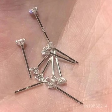🔥限時下殺🔥S925銀針小巧精緻鋯石耳釘女睡覺免摘耳環養耳洞耳棒耳骨釘耳飾