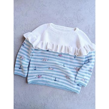 兔兔編織坊海軍刺繡長絨棉羊毛寶寶毛線手工棒針diy編織材料包