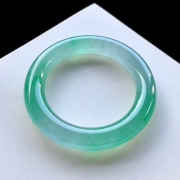冰種圓條翡翠手鐲天然緬甸老坑a貨晴水底陽綠飄花翡翠玉手鐲女款