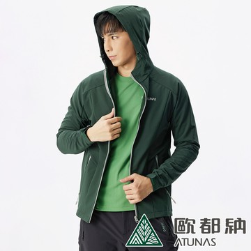 男款SOFTSHELL日不落抗風彈性外套(A1GA2123M叢林綠/刷毛外套/防風外套/透氣/保暖)