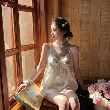 薇衣//夏季薄款睡衣 睡衣女 韓版睡衣 吊帶套裝 柔滑親膚法式氣質甜美溫柔印花居家睡衣兩件套女高級感春夏新款長袖睡衣女生