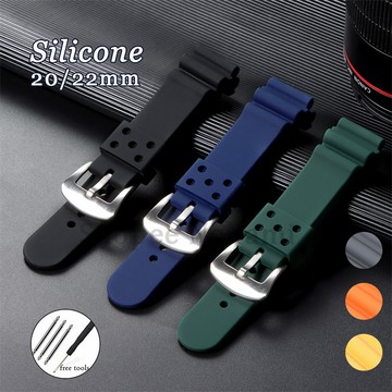 SEIKO 通用矽膠錶帶 20 毫米 22 毫米軟橡膠錶帶適用於精工潛水手鍊男士女士替換運動腕帶