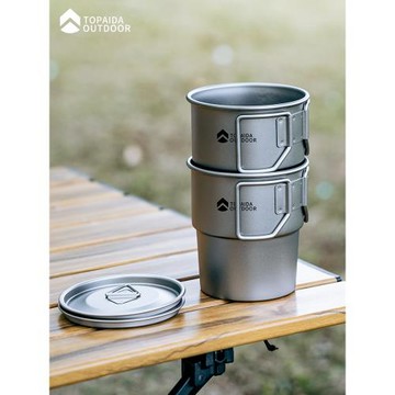 戶外鈦杯純鈦水杯單層折疊鈦杯戶外野餐茶杯咖啡杯可加熱馬克杯