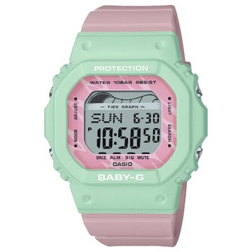 CASIO卡西歐Baby-G BLX-565-3 繽紛浪潮休閒運動衝浪腕表/37.9mm/綠x粉｜樂天全館特惠中★指定刷卡回饋10%