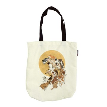 單肩包，可折疊，減少全球變暖，波狗圖案，帆布面料，方便攜帶