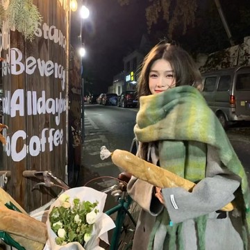 免運🔥新款加厚保暖圍巾冬季女高級感馬海毛綠色秋冬圍脖加長軟糯情侶 毛線加厚圍巾 防風围巾 仿羊絨圍巾 披肩 針織圍巾