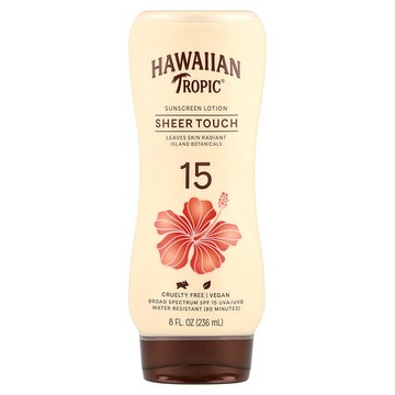 Hawaiian Tropic, 全粹觸感，抗曬乳，SPF 15，8 液量盎司（236 毫升）