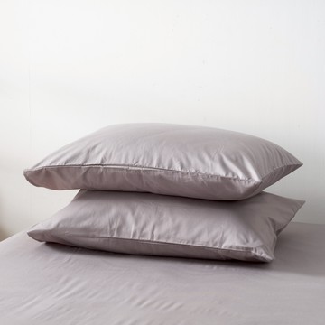 100%純棉素色枕套 2入 霧灰