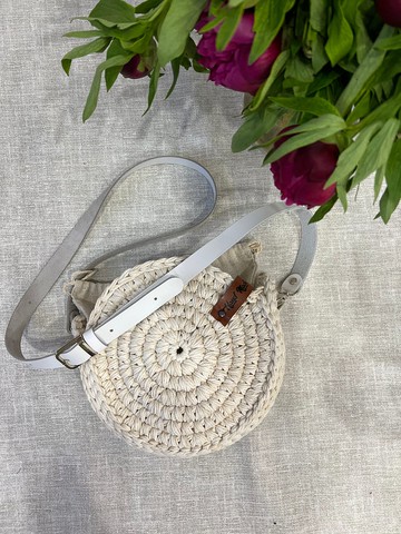 黄麻编织圆形斜挎包