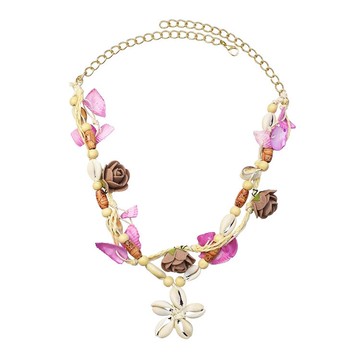 波西米亞民族風時尚百搭項鏈貝殼吊墜唯美花卉項鏈鎖骨鏈女式首飾