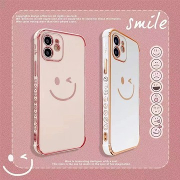 電鍍側邊圖案 簡約笑臉 防摔保護殼 手機殼 適用於蘋果 iPhoneiPhone 14 13 12 11 Pro max