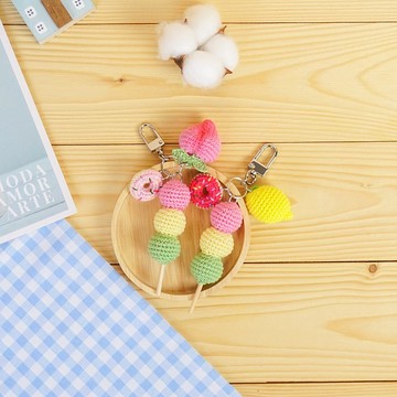 鉤針麻糬鑰匙扣，包飾鑰匙扣