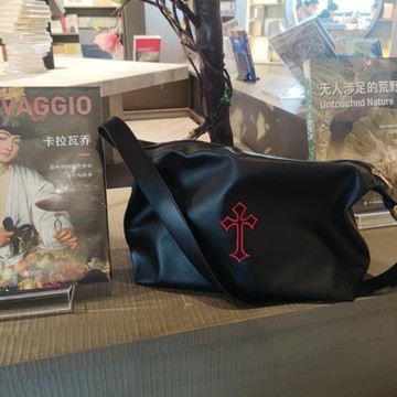 MoonCat原創超大容量托特包十字架y2k男女斜挎包包百搭皮質酷大包