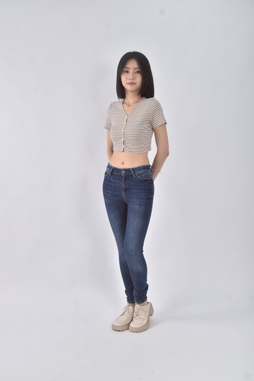 (S) allsaints丹寧牛仔棉質貼身藍色長褲