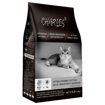 CHARLES 查爾斯 活力短毛貓 全價低敏貓糧  深海鮮魚 + 新鮮鱉蛋  1.5kg  1袋