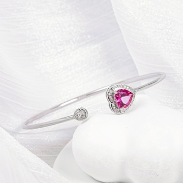 粉紅甜心 純銀手環 | 粉托帕石