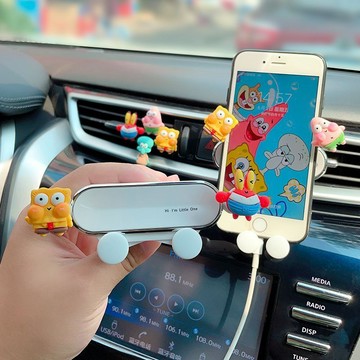 【偉途車坊】🔥台灣發貨+99免運🔥 車載手機架海綿寶寶出風口車用手機固定支撐夾導航架汽車手機支架
