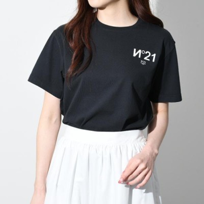 【新品未使用】 N°21 ヌメロヴェントゥーノ レディース T-SHIRT JERSEY ジャージー Tシャツ 半袖 22IN2C0F0514203 【36】カラーNERO