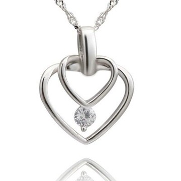 925純銀項鍊 鑲鑽吊墜-簡約時尚精美優雅母親節情人節生日禮物女飾品73dk360【獨家進口】【米蘭精品】