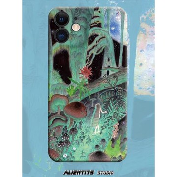 AlienTits幻覺反應蘑菇森林超現實插畫暗黑psy奇幻藝術小眾防摔適用蘋果安卓手機殼