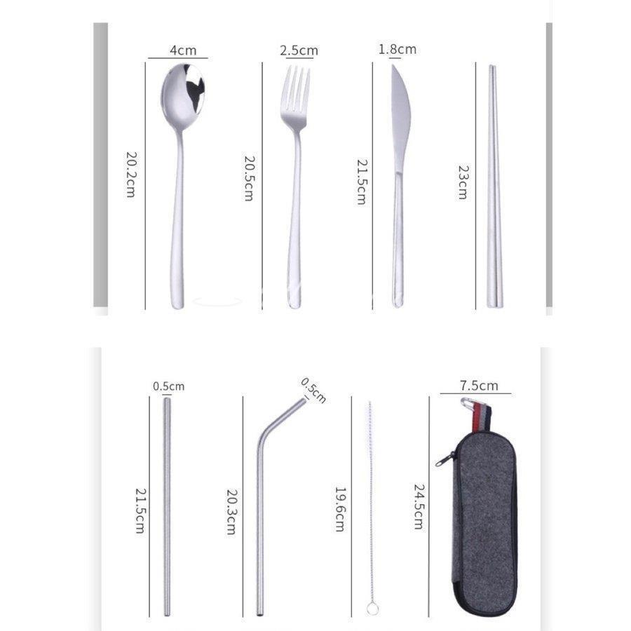 キャンプ 食器セット カトラリーセット ステンレス フォークスプーン ナイフ 箸 ストロー 収納ケース付き 軽量携帯 大人子供用