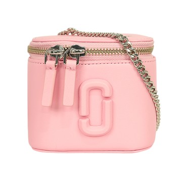MARC JACOBS Vanity 平滑皮革銀鍊迷你化妝包/斜背包(蝴蝶結粉)