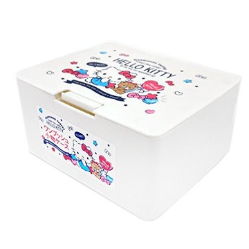 asdfkitty*KITTY按壓彈蓋式方型收納盒/置物盒/整理盒-日本正版商品