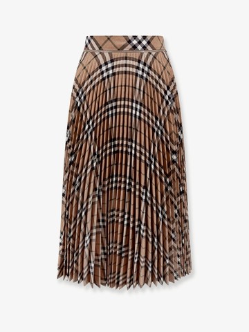 Pleated wool blend skirt with check motif - BURBERRY - gender_Woman