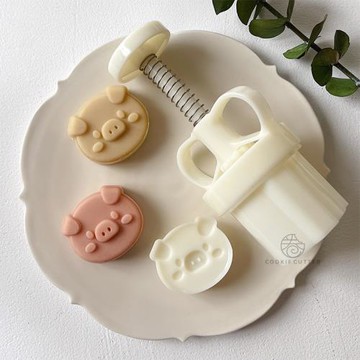 50g卡通小豬綠豆糕模具中秋節小動物月餅模 家用烘焙饅頭糕點工具