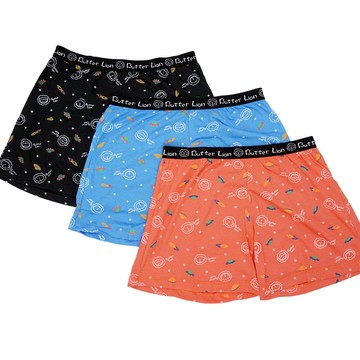 GIAT - 3件組-奶油獅男童印花四角平口褲-顏色隨機