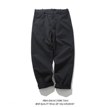 余文樂日系潮牌工裝復古休閑褲男 夏季薄款寬松九分褲CHINO褲子男