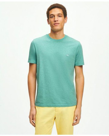 Brooks Brothers Men's Washed Supima Cotton Logo Crewneck T-Shirt | Soft Green | Size Large