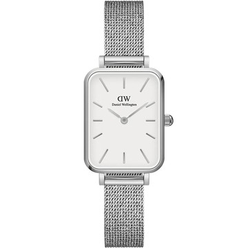 Daniel Wellington DW 女錶-20x26mm/銀框 Quadro系列 極簡美學方形米蘭帶手錶 DW00100438